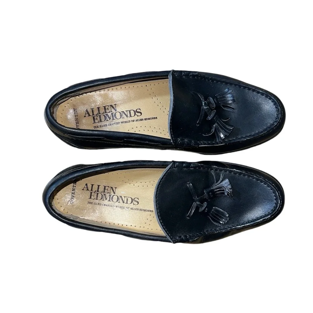 Allen Edmonds Coventry Tassel Loafers Mens Size 8 Black Leather Slip On Shoes